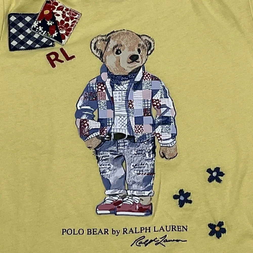 NEW Polo Ralph Lauren Polo Bear T-Shirt Girls Medium 8/10 Yellow Banana Peel